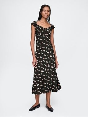 Gap Crepe Sweetheart Maxi Dress Black Floral